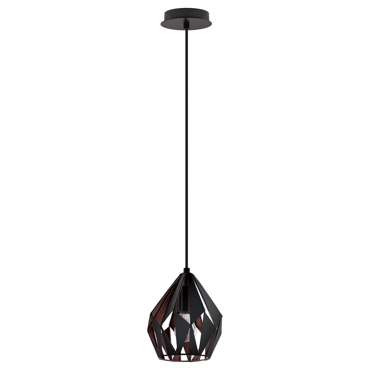 Carlton 3 7" Pendant Light - Matte Black / Copper