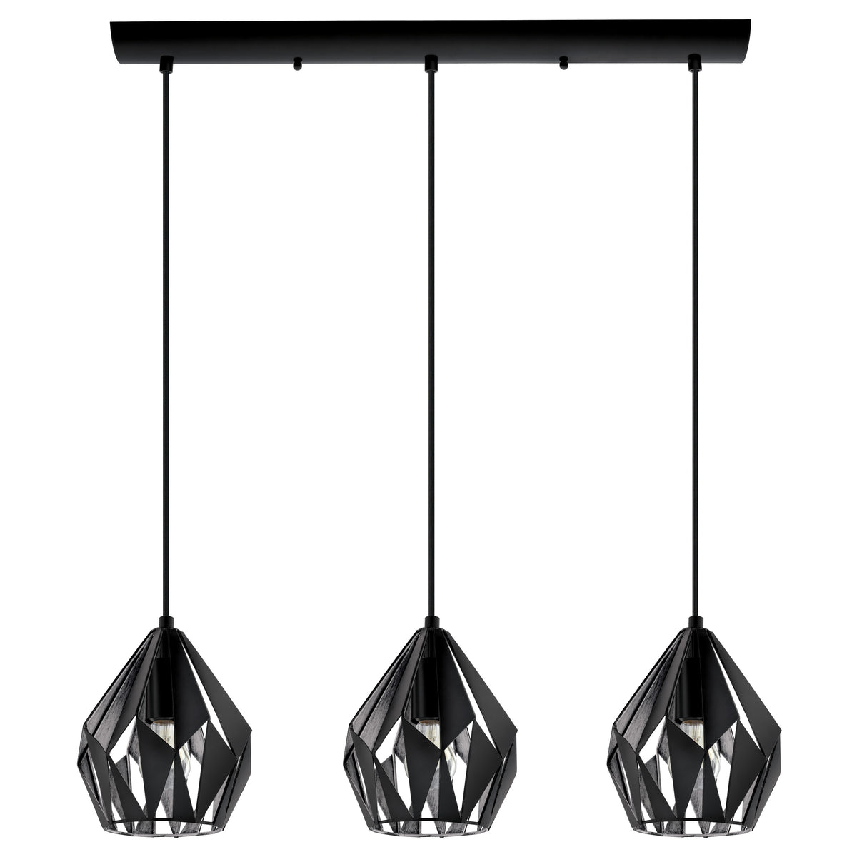 Carlton 3 31" Pendant Light - Matte Black / Silver