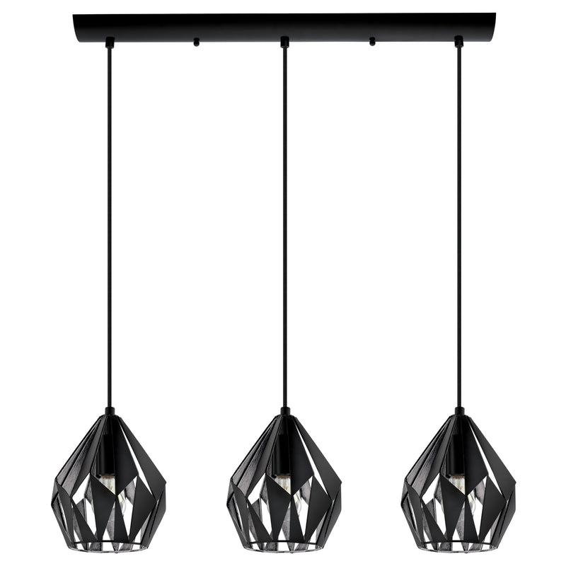 Carlton 3 31" Pendant Light - Matte Black / Silver