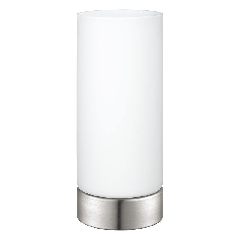 Myna 9" Table Lamp - Brushed Nickel / White Glass
