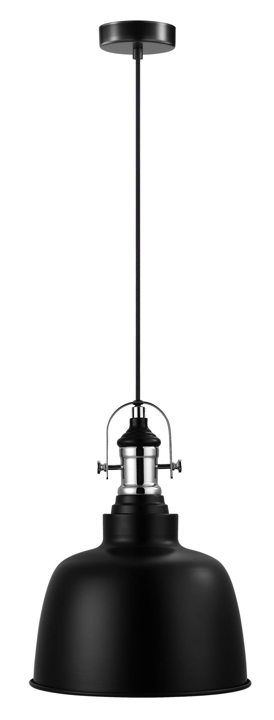Gilwell 10" Pendant Light - Matte Black / Chrome