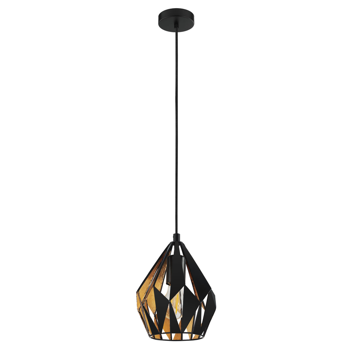 Carlton 3 7" Pendant Light - Matte Black / Gold Leaf