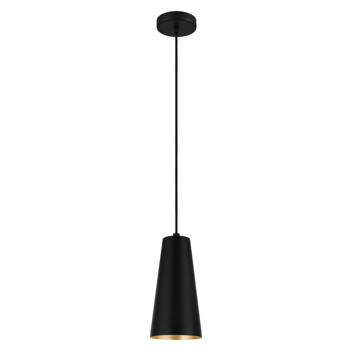 Pratella 1 5" Pendant Light - Textured Black / Gold Leaf