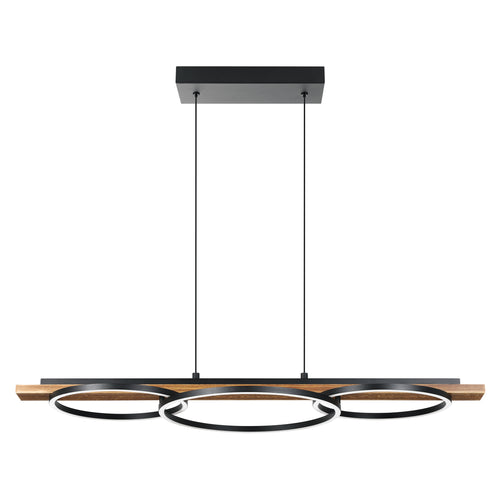 Boyal 40" LED Pendant Light - Rustic Pine Wood / Textured Black