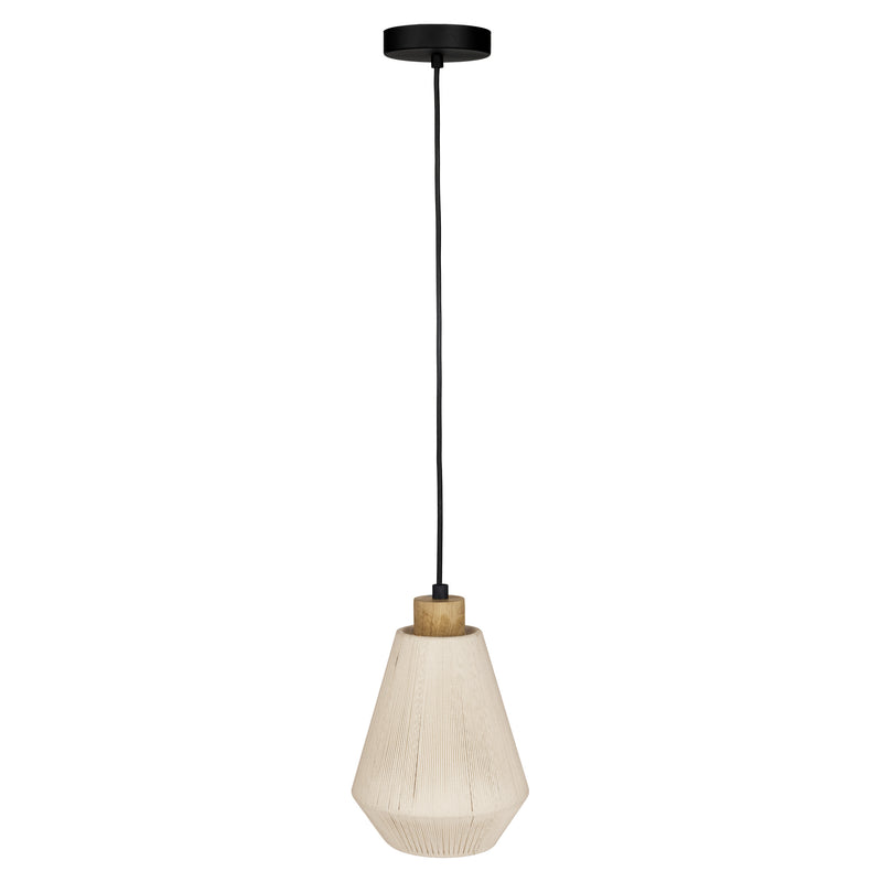 Lanier 8" Pendant Light - Textured Black / Rubberwood