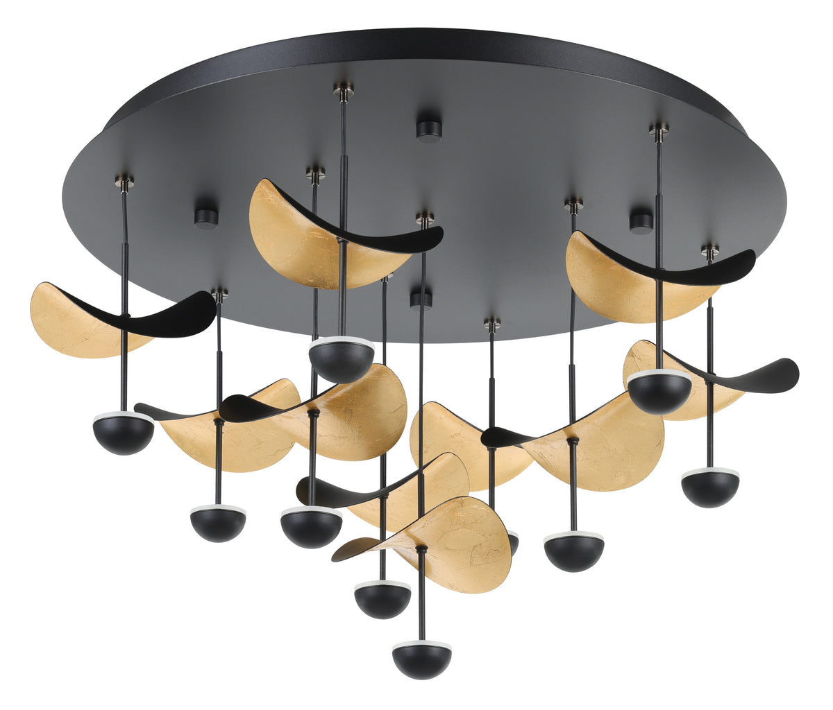Dracera 25" LED Flush Mount - Textured Black / Gold Leaf