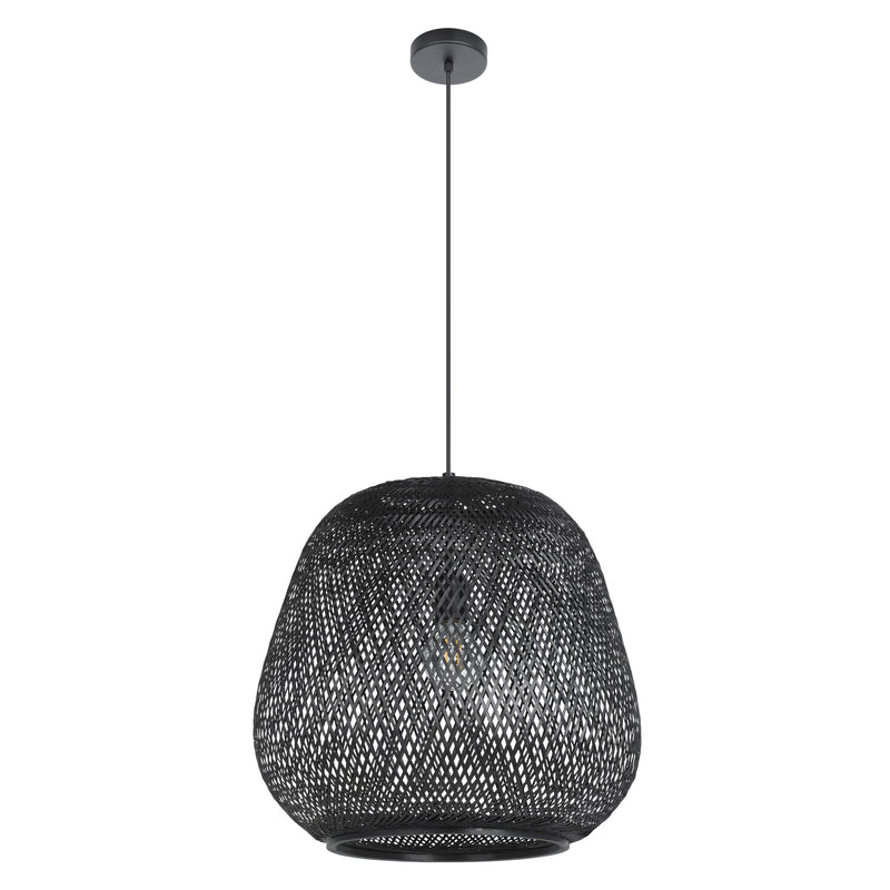 Dembleby 20" Pendant Light - Textured Black / Black Bamboo