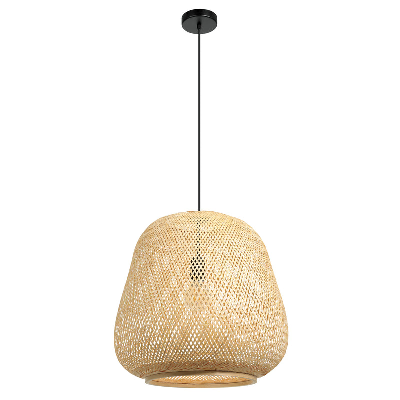 Dembleby 20" Pendant Light - Textured Black / Natural Bamboo