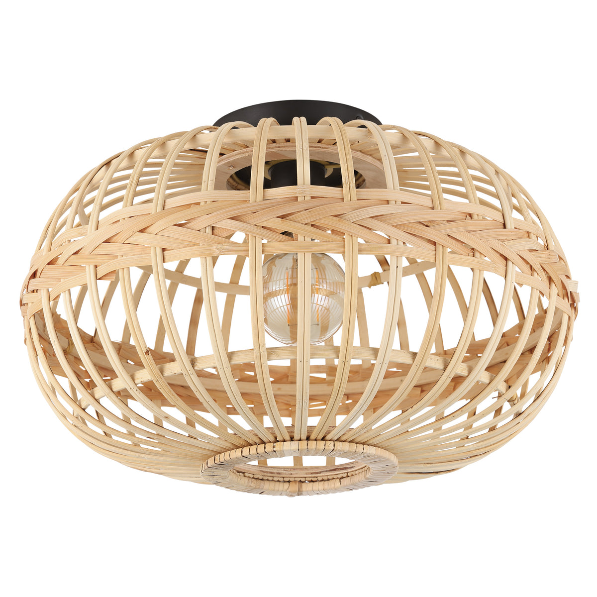Amsfield 17" Flush Mount - Textured Black / Bamboo