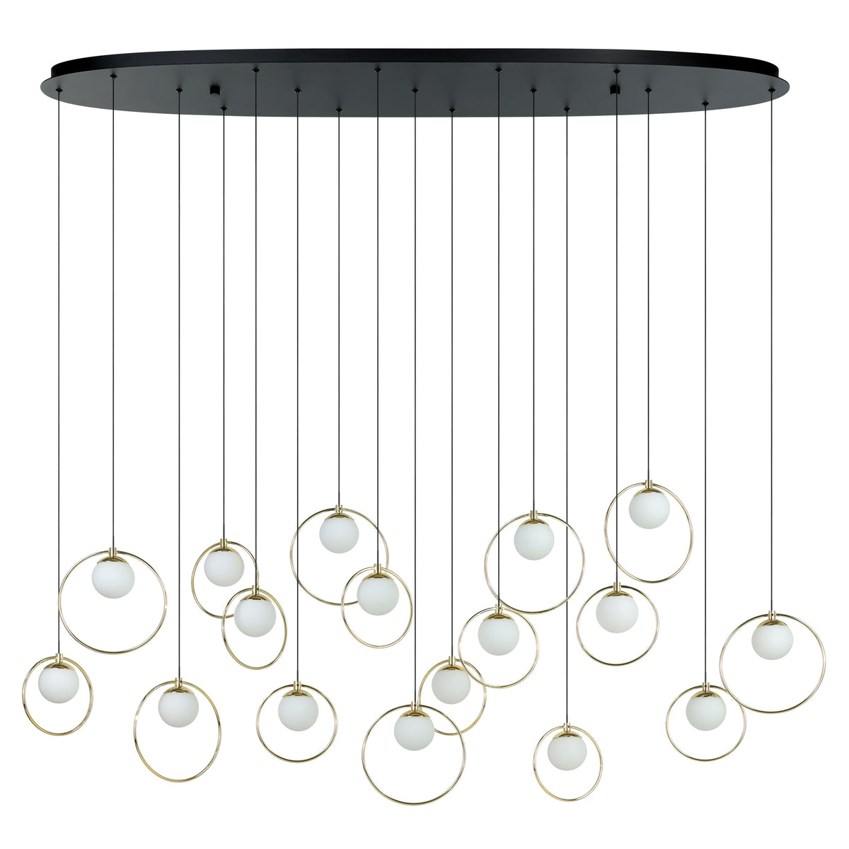 Portocolom 58" LED Pendant Light - Textured Black / Brass