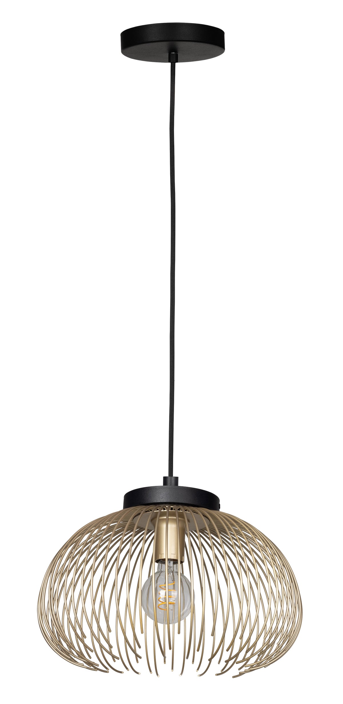 Venezuela 15" Convertible Pendant - Gold / Textured Black