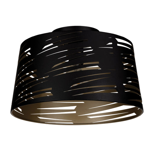 Akers Mill 15" Flush Mount - Textured Black / Gold