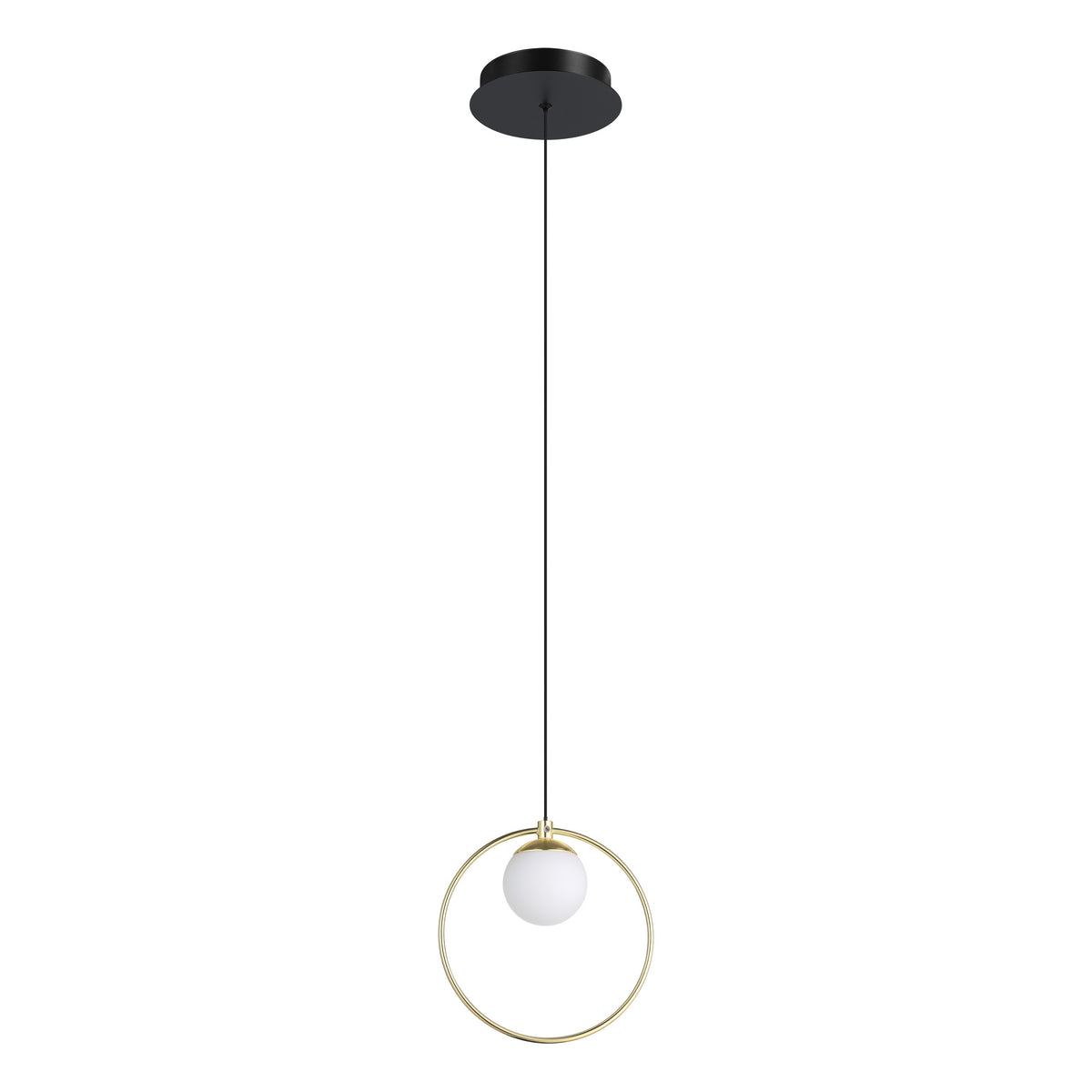 Portocolom 8" LED Pendant Light - Textured Black / Brass