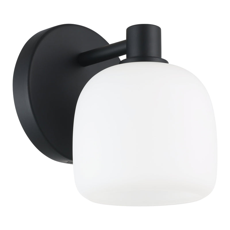 Valentina 5" Vanity Light - Matte Black / Etched Opal