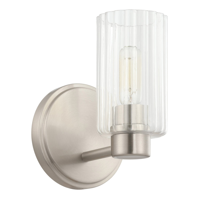 Bedminster 5" Vanity Light - Brushed Nickel / Clear Ribbed