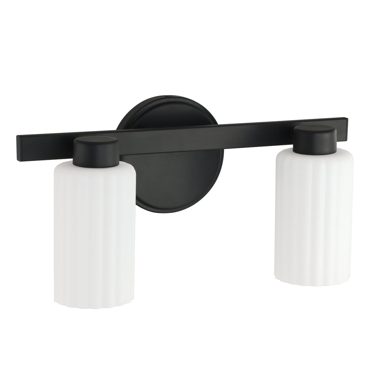 Bedminster 14" Vanity Light - Matte Black / Etched Opal Ribbed Glass