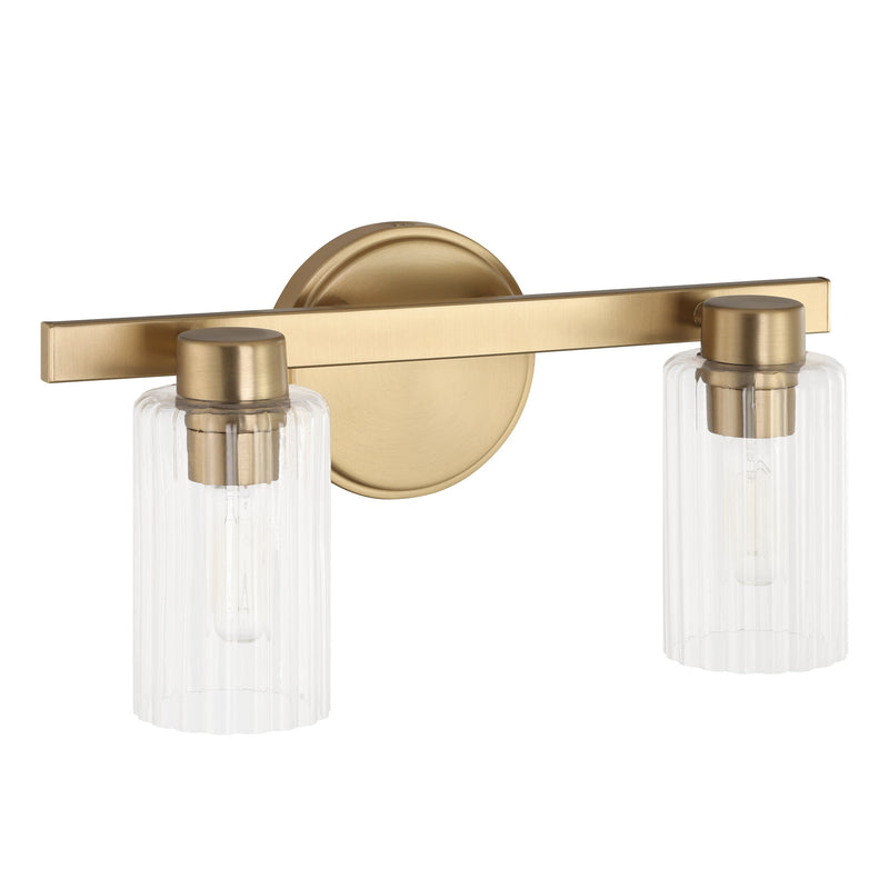 Bedminster 14" Vanity Light - Champagne Gold / Clear Ribbed Glass