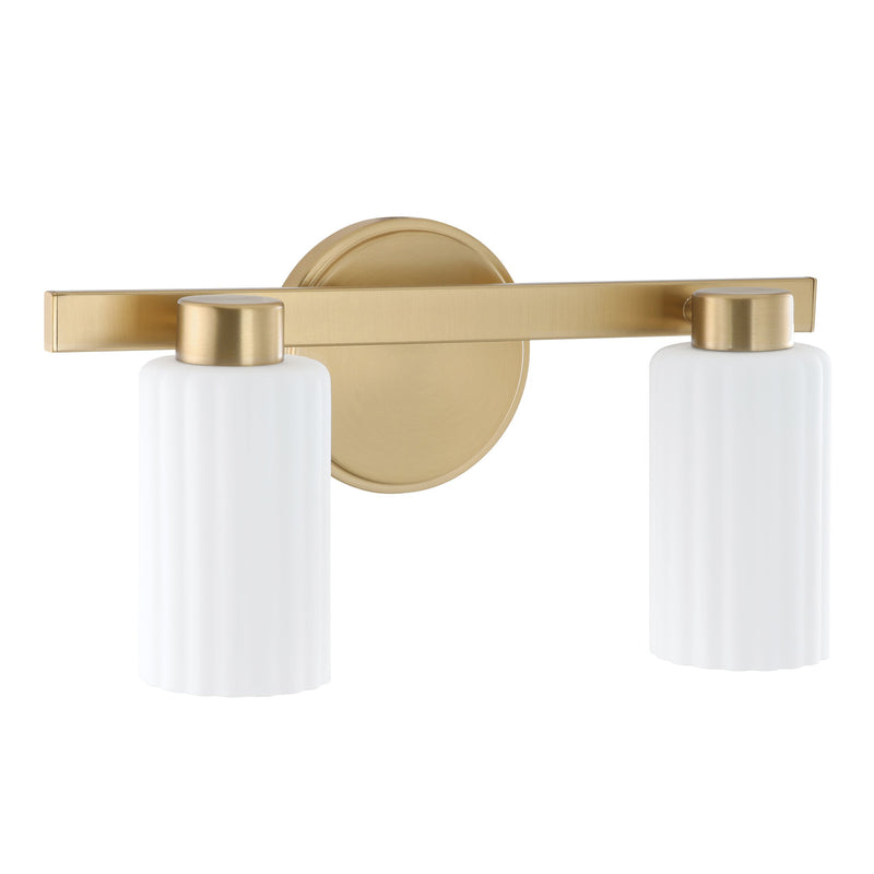 Bedminster 14" Vanity Light - Champagne Gold / Etched Opal Ribbed Glass