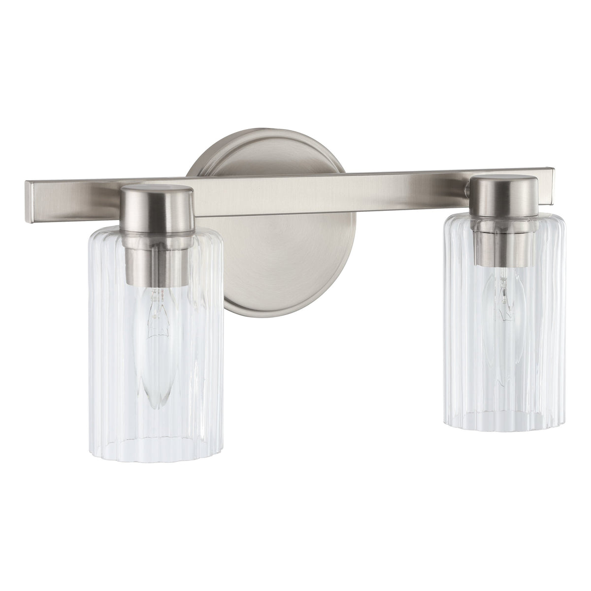 Bedminster 14" Vanity Light - Brushed Nickel / Clear Ribbed