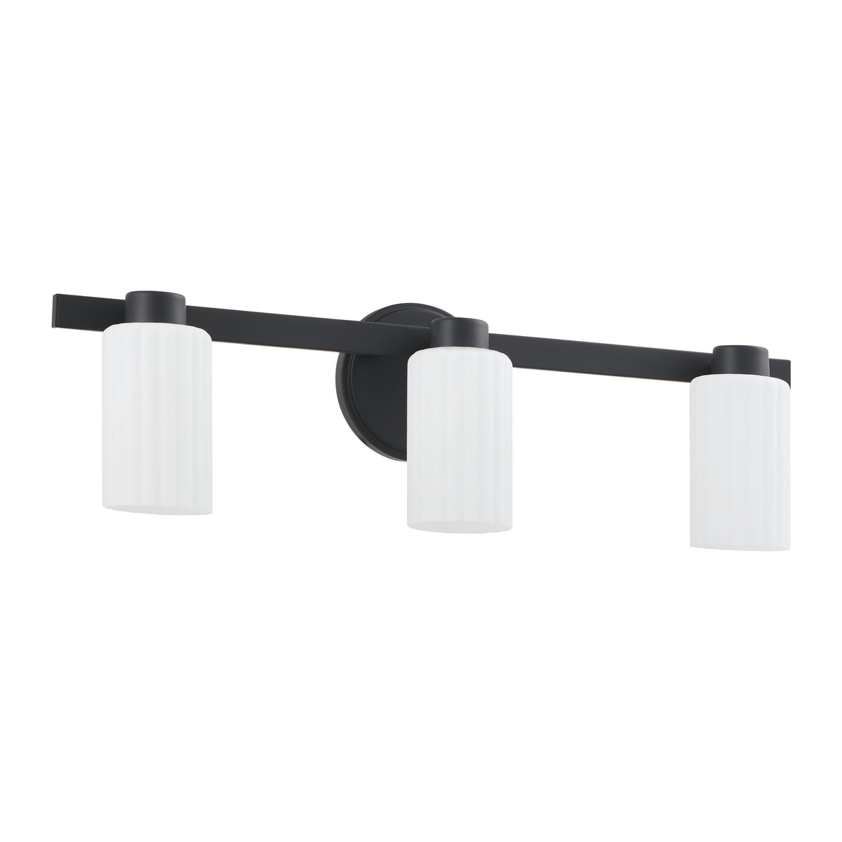 Bedminster 24" Vanity Light - Matte Black / Etched Opal Ribbed Glass