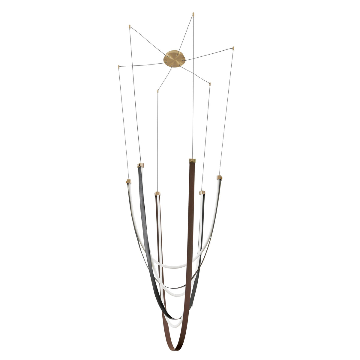 Ayers 59" 5CCT LED Chandelier - Champagne Gold / Black and Brown Faux Leather
