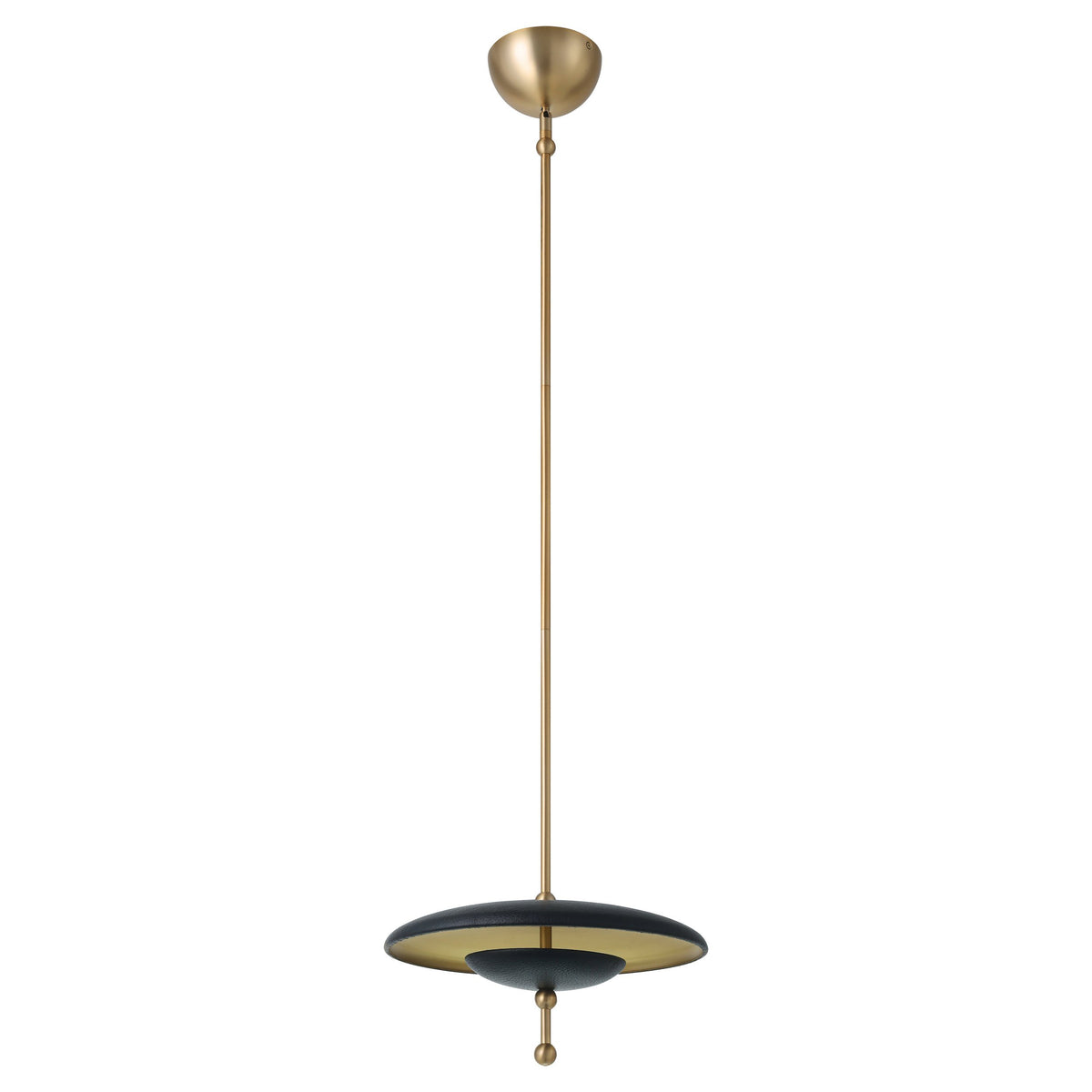 Sinclair 14" 5CCT LED Convertible Pendant - Champagne Gold / Black Faux Leather