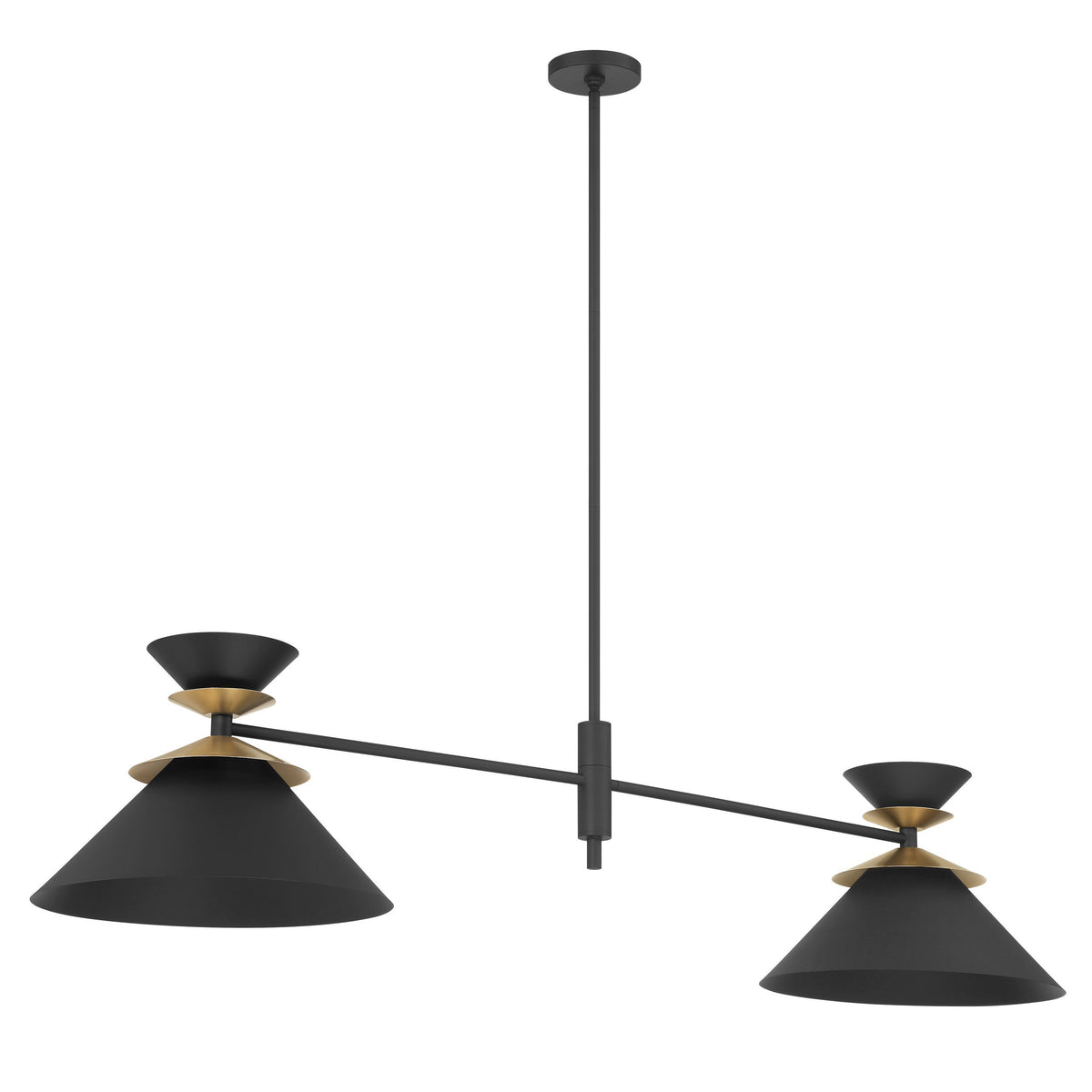 Tremolo 60" Linear Chandelier - Textured Black / Champagne Gold