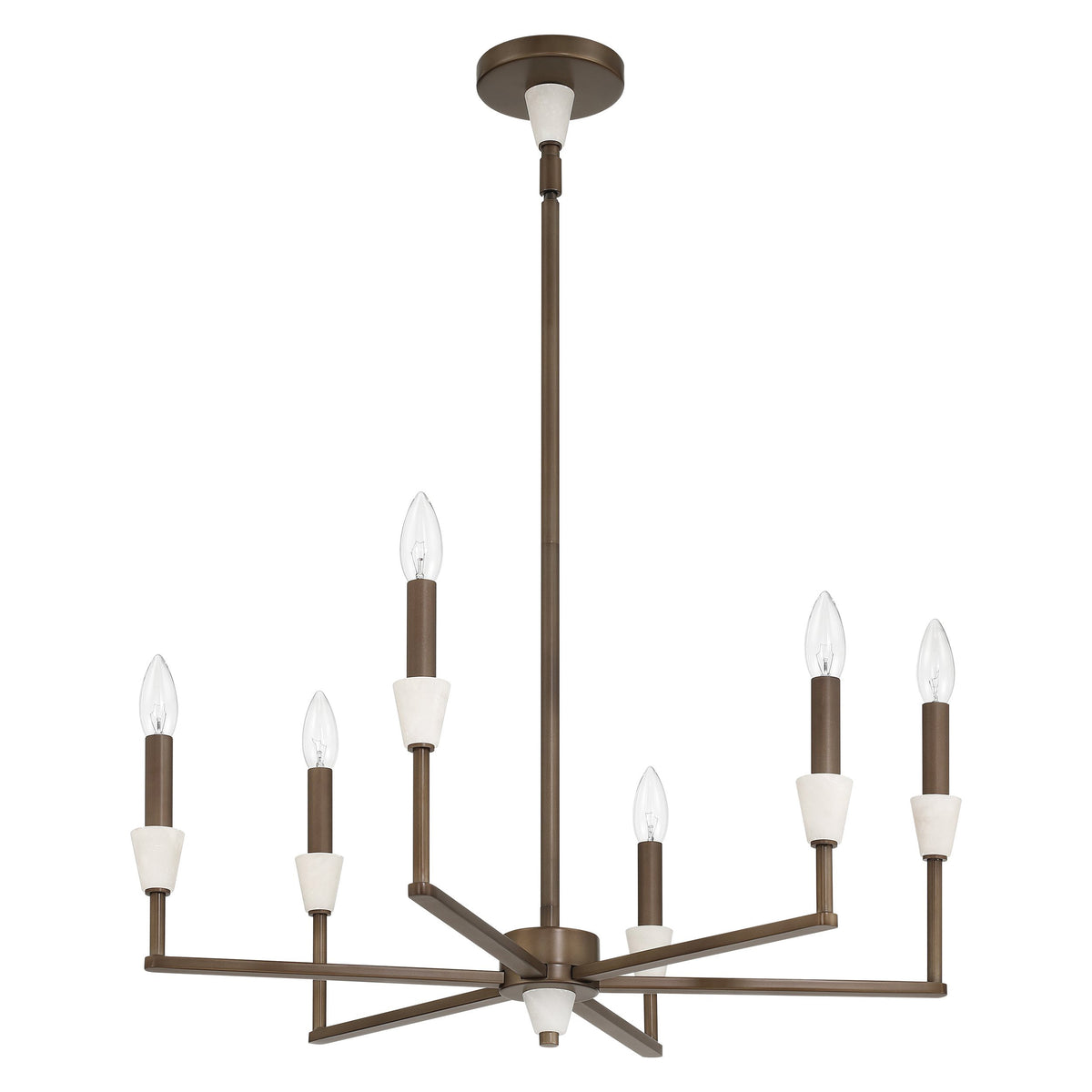Montclair 26" Chandelier - Forged Bronze / Alabaster