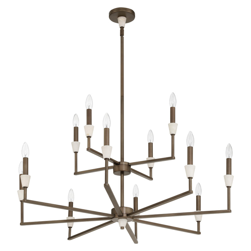 Montclair 38" Chandelier - Forged Bronze / Alabaster