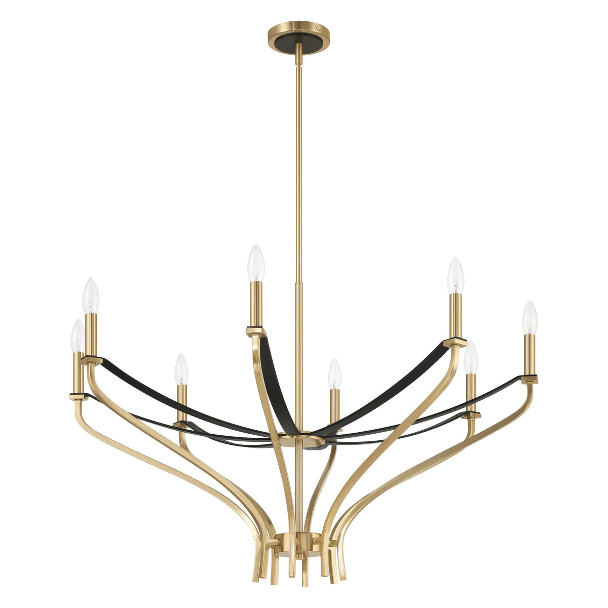 Sussex 36" Chandelier - Champagne Gold / Black Faux Leather