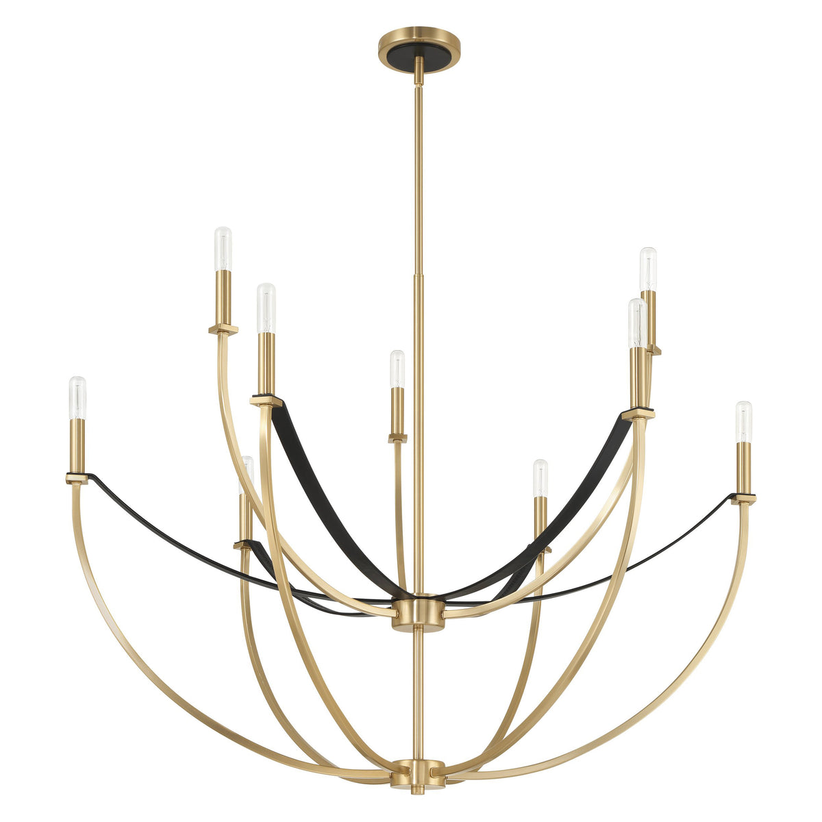 Sussex 40" Chandelier - Champagne Gold / Black Faux Leather