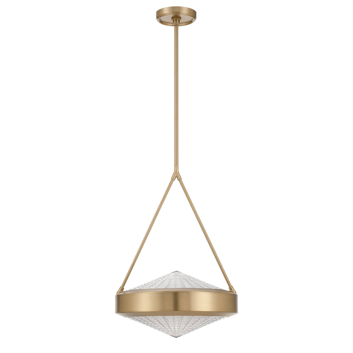 Agate 15" Pendant Light - Champagne Gold / Clear Holophane Glass