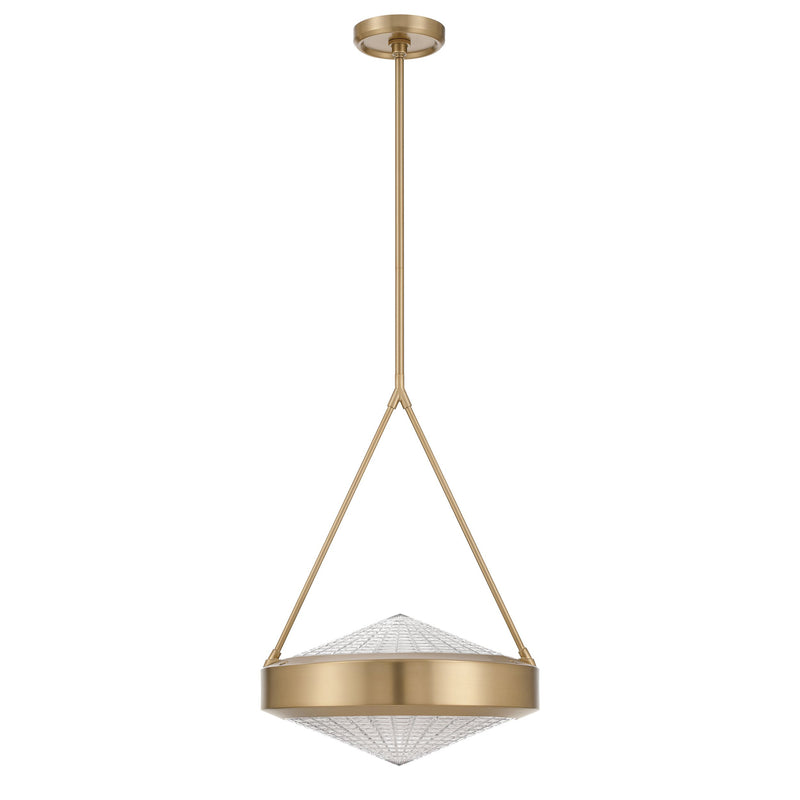 Agate 15" Pendant Light - Champagne Gold / Clear Holophane Glass