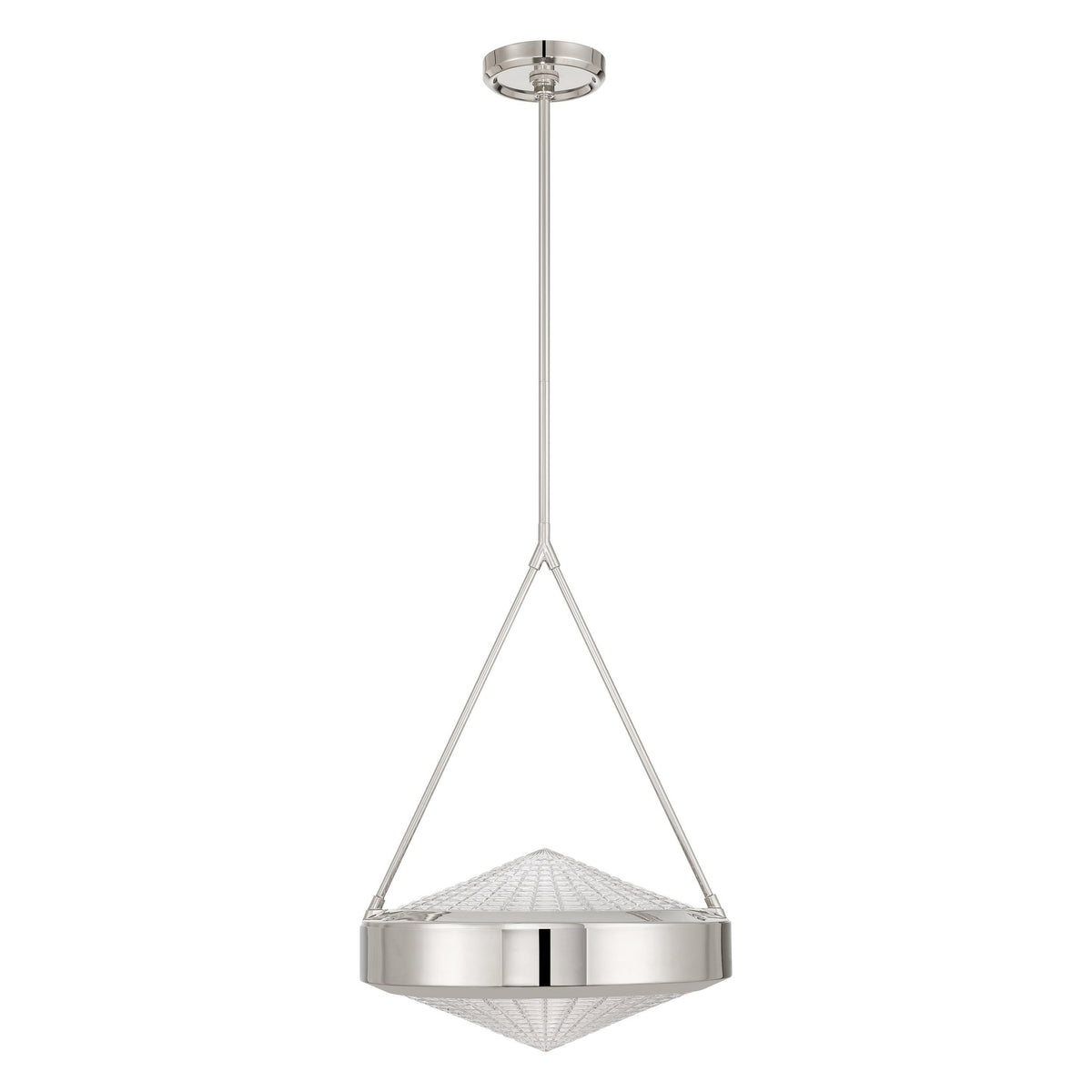Agate 15" Pendant Light - Polished Nickel / Clear Holophane Glass