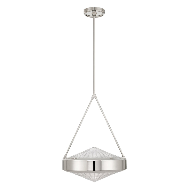 Agate 15" Pendant Light - Polished Nickel / Clear Holophane Glass