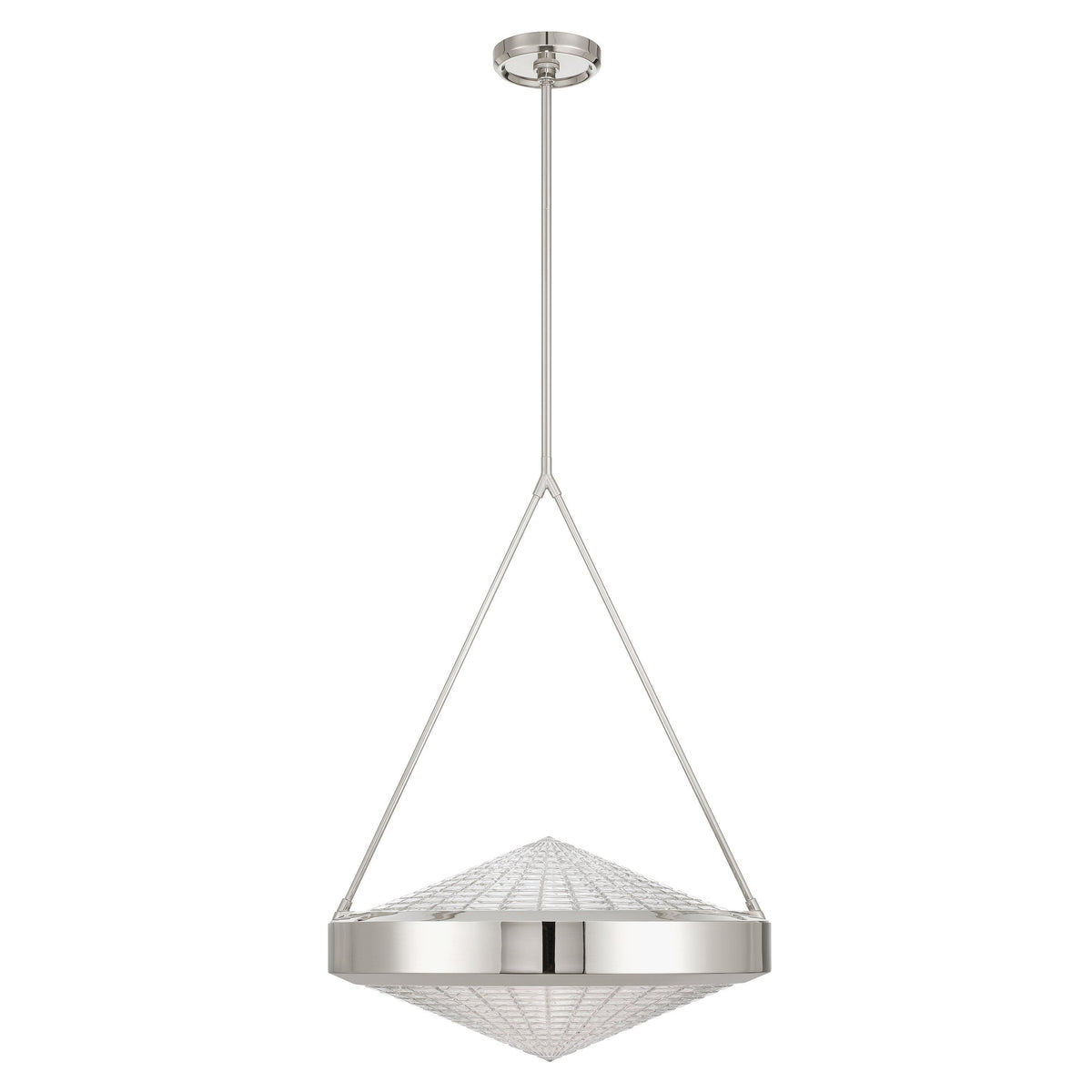 Agate 20" Pendant Light - Polished Nickel / Clear Holophane Glass