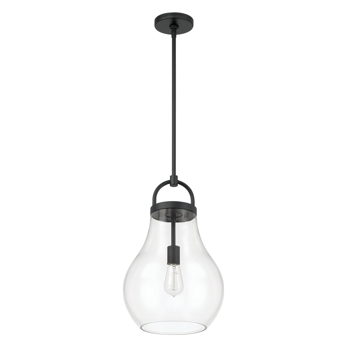 Mansfield 12" Pendant Light - Matte Black / Clear Glass