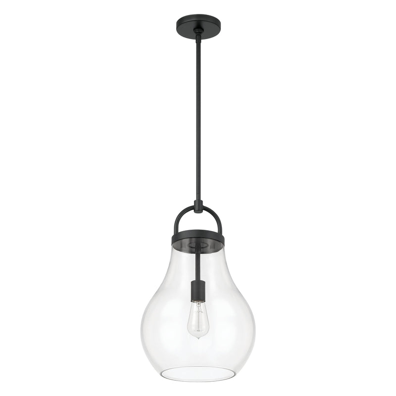 Mansfield 12" Pendant Light - Matte Black / Clear Glass