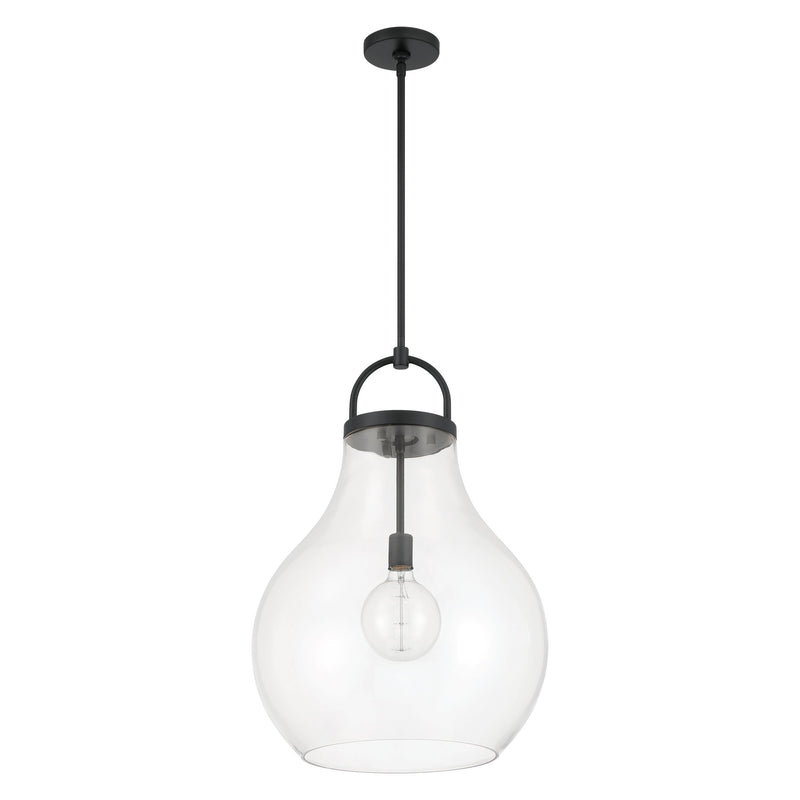 Mansfield 18" Pendant Light - Matte Black / Clear Glass