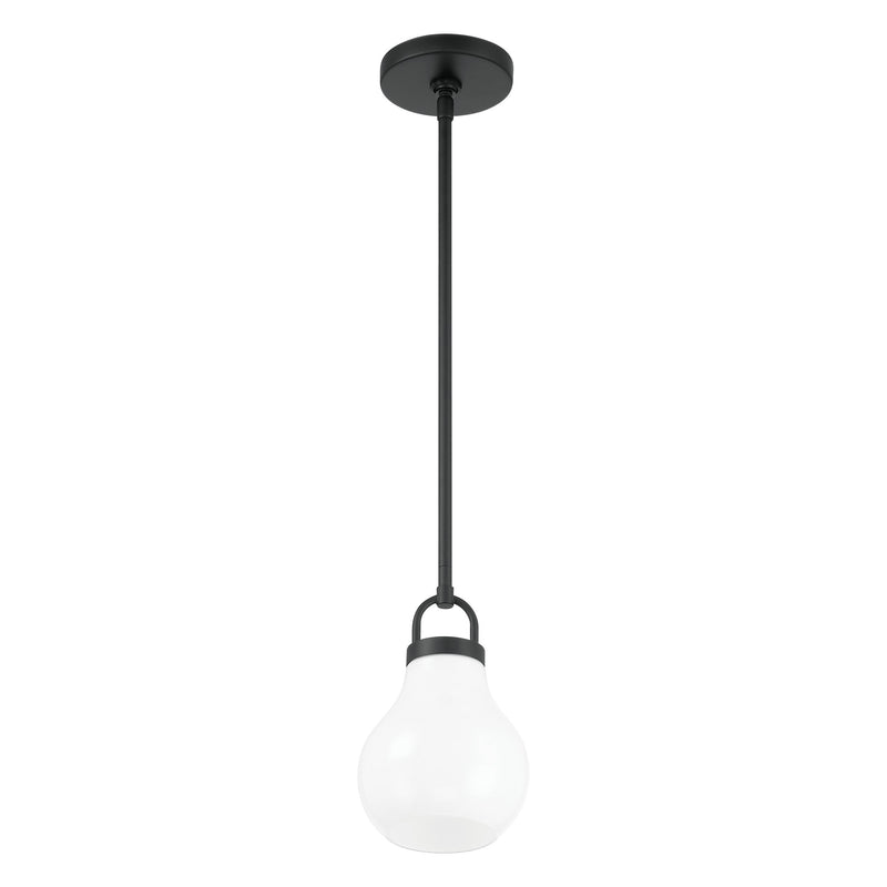 Mansfield 6" Pendant Light - Matte Black / Opal Glass
