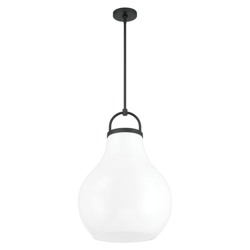 Mansfield 18" Pendant Light - Matte Black / Opal Glass