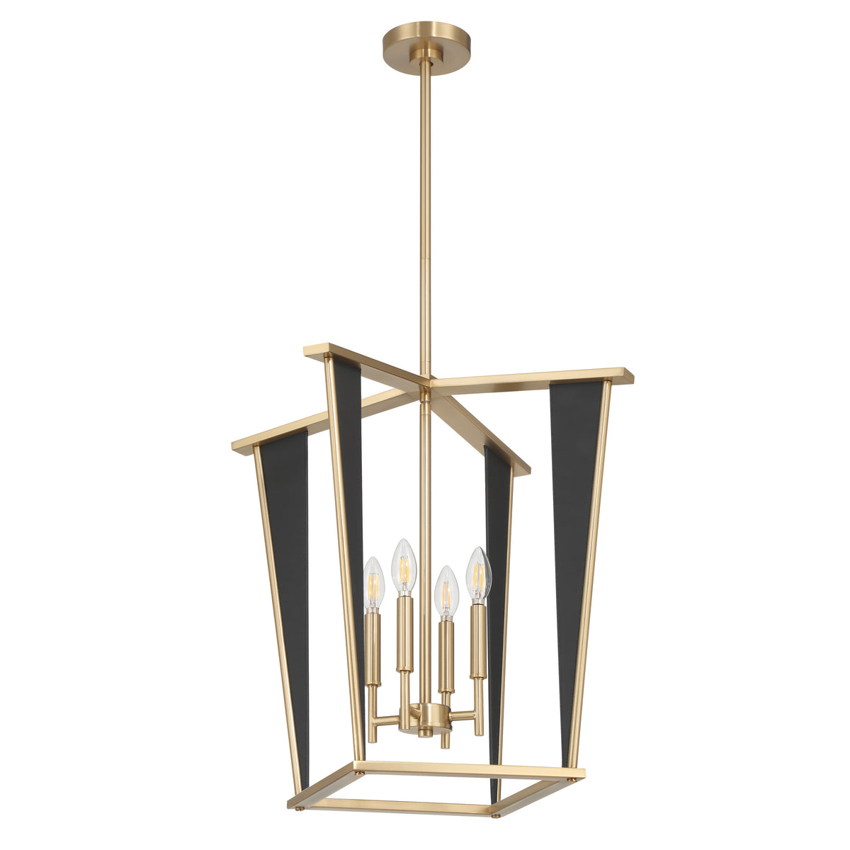 Julliard 24" Pendant Light - Champagne Gold / Black Faux Leather