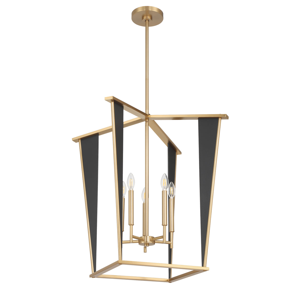 Julliard 30" Pendant Light - Champagne Gold / Black Faux Leather