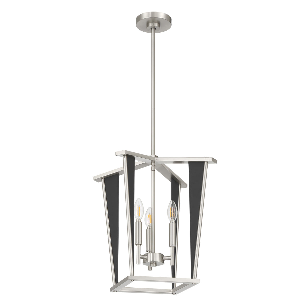 Julliard 18" Pendant Light - Brushed Nickel / Black Faux Leather
