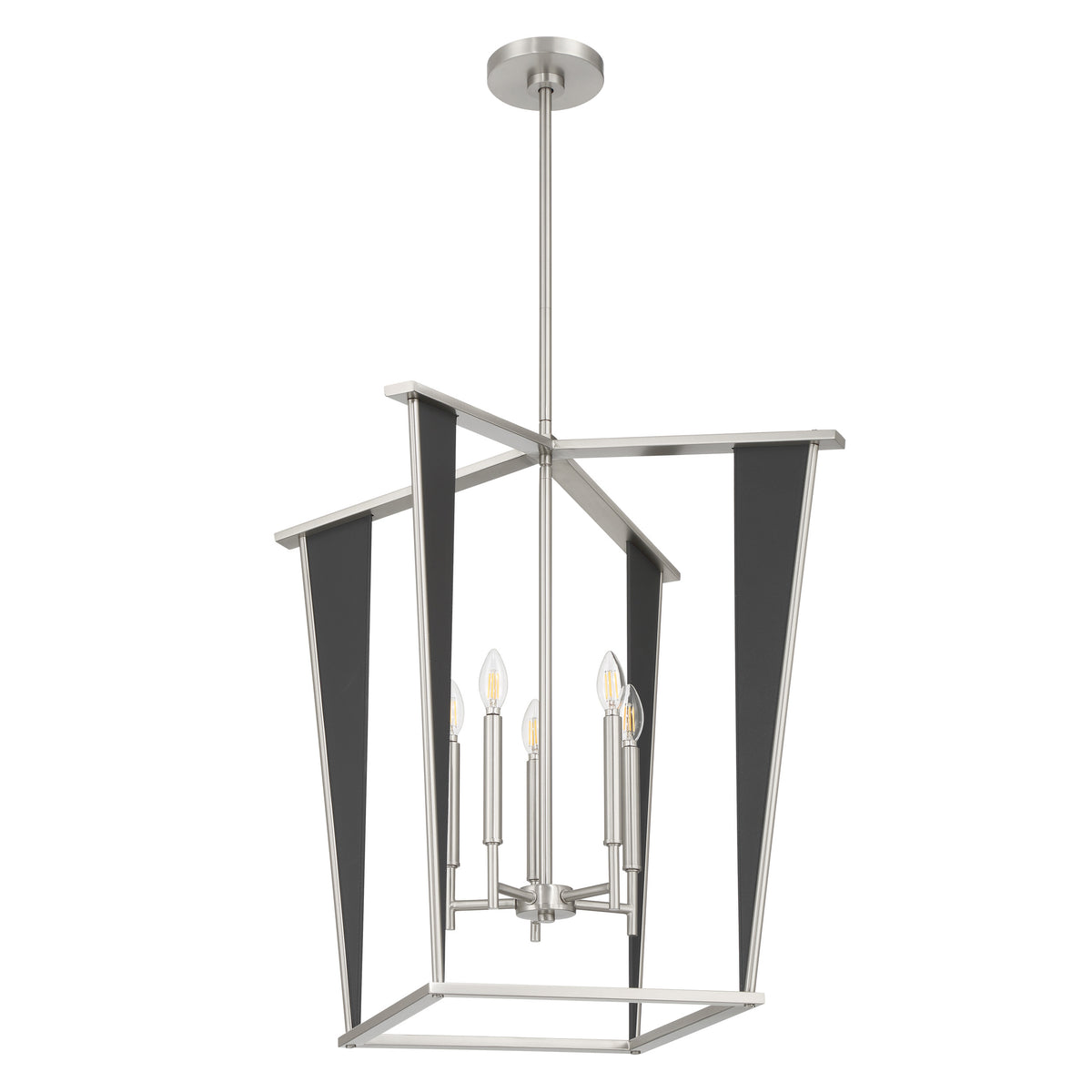 Julliard 30" Pendant Light - Brushed Nickel / Black Faux Leather