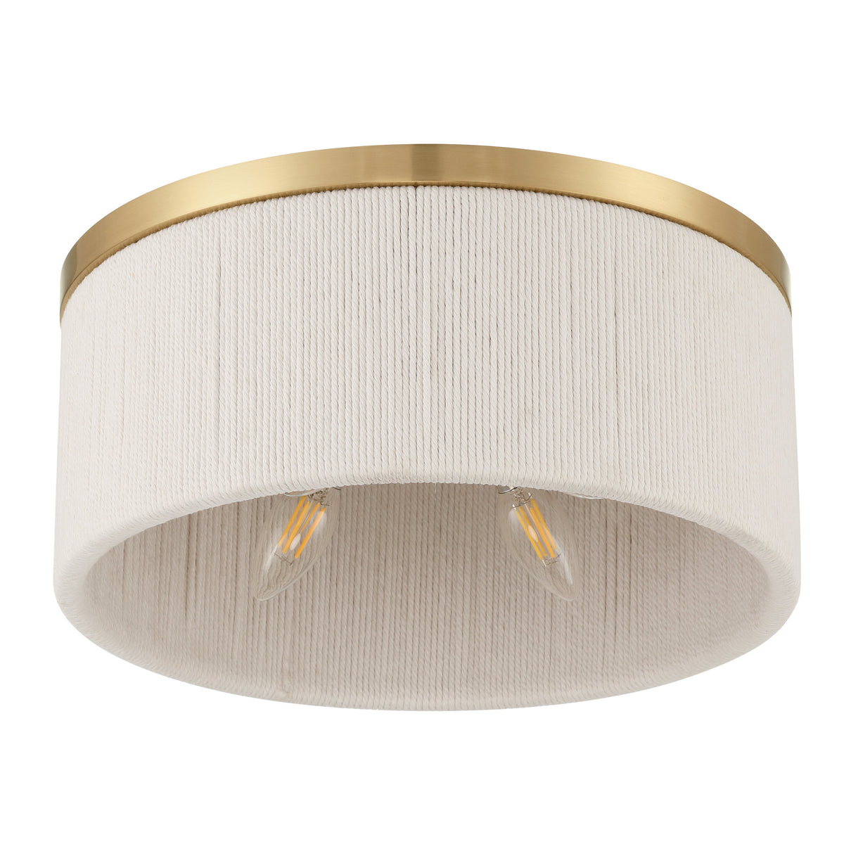 Wellfleet 15" Flush Mount - Brass / Cream Cotton Rope