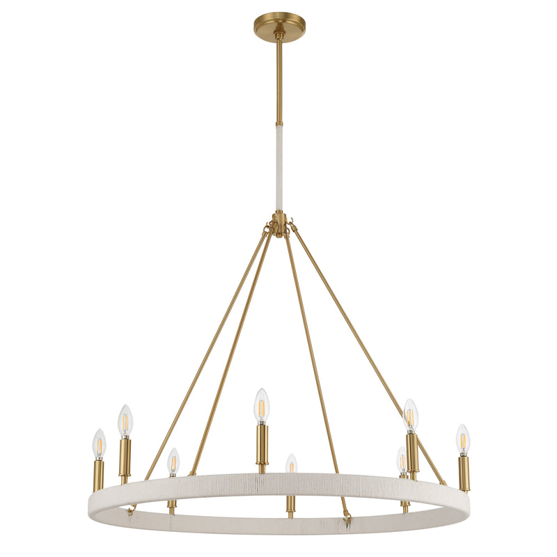 Wellfleet 36" Chandelier - Brass / Cream Cotton Rope