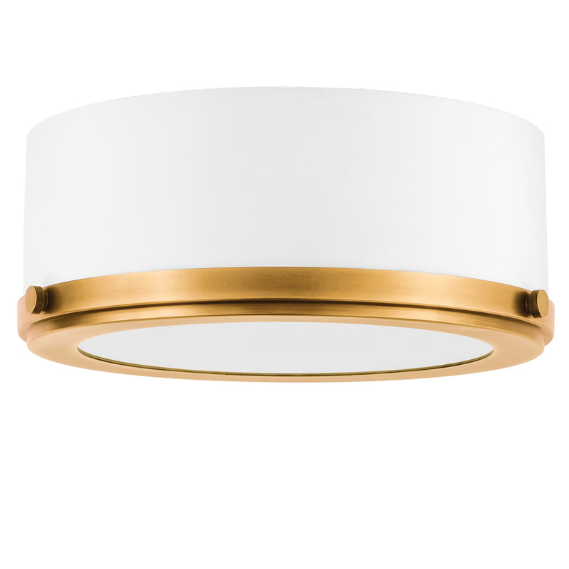 Doyle 13" Flush Mount - Matte White / Natural Brass
