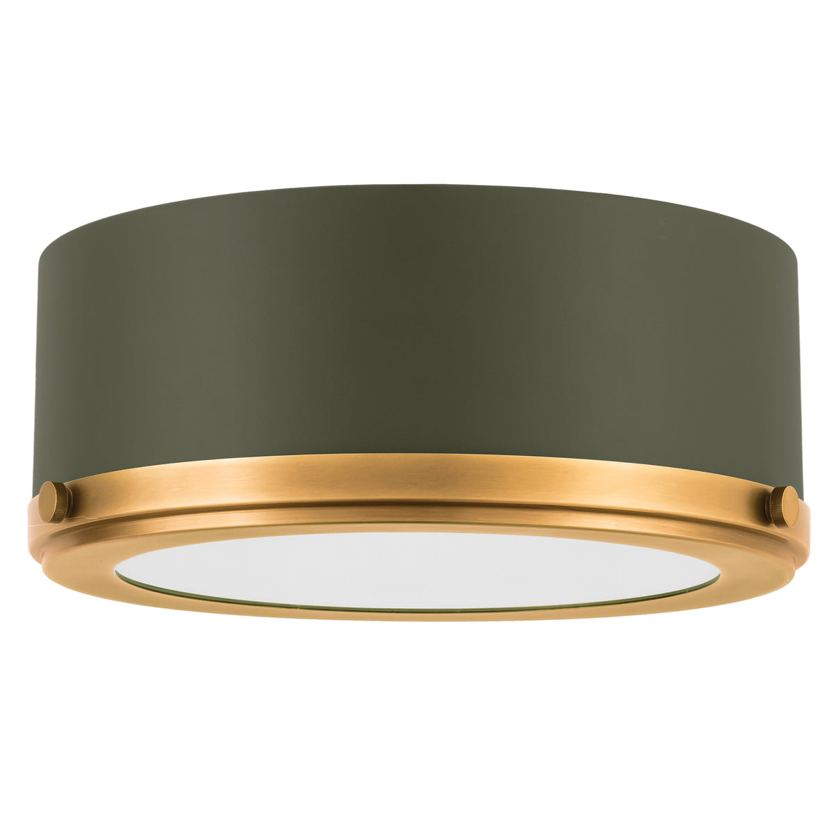Doyle 13" Flush Mount - Matte Green / Natural Brass