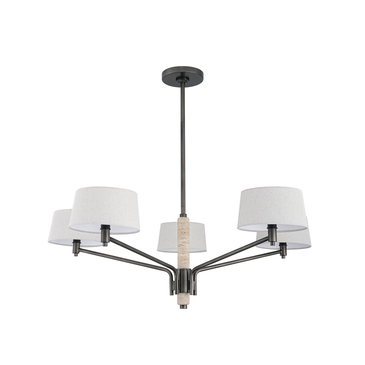Camila 40" Chandelier - Forged Bronze / Travertine